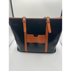 Bostanten Carol Briefcase Black Brown Leather‎ Women’s Vintage Tote Purse